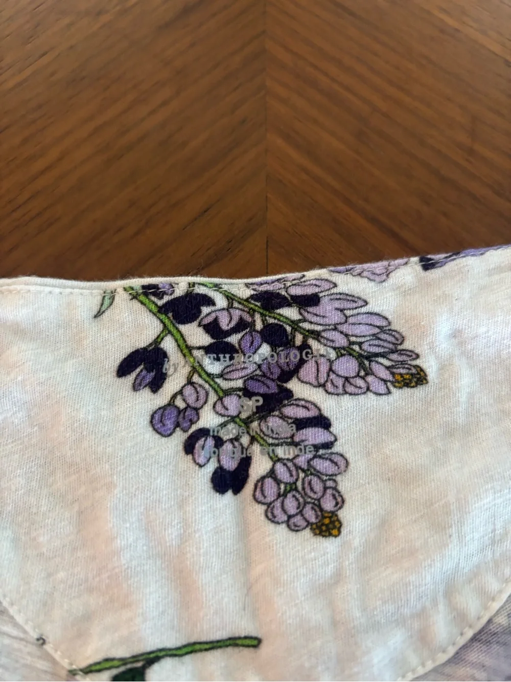Anthropologie White Floral Puff-Sleeve Crop Top - Purple Green Print